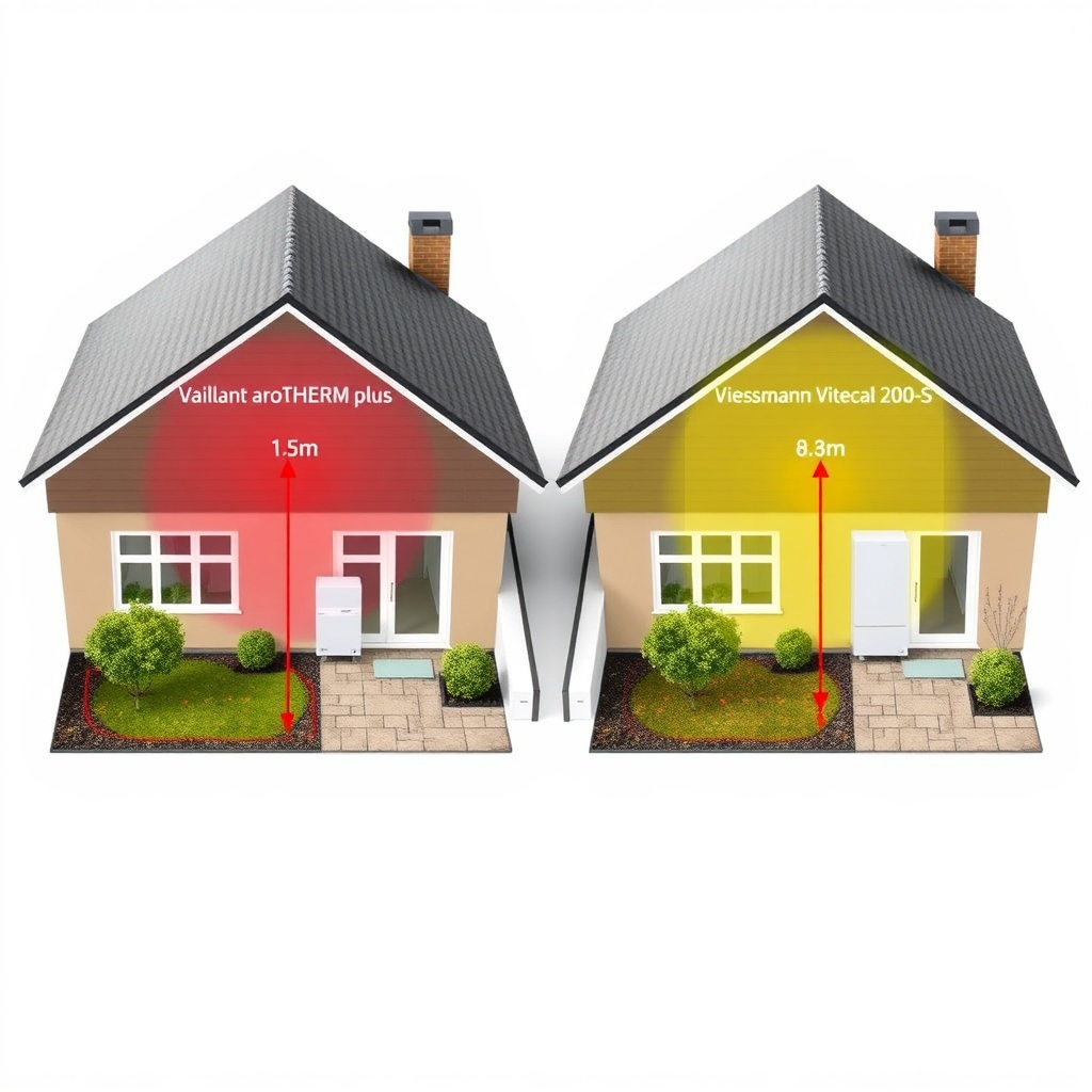 Side-by-side illustration of two house plots with small garden areas