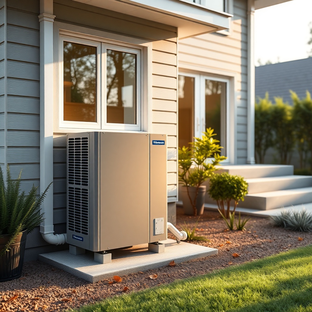 A modern single-family home with a Viessmann Vitocal 200-S outdoor unit installed on a con